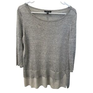 Eileen Fisher Gray Linen Blend Silk Layered Top Size S